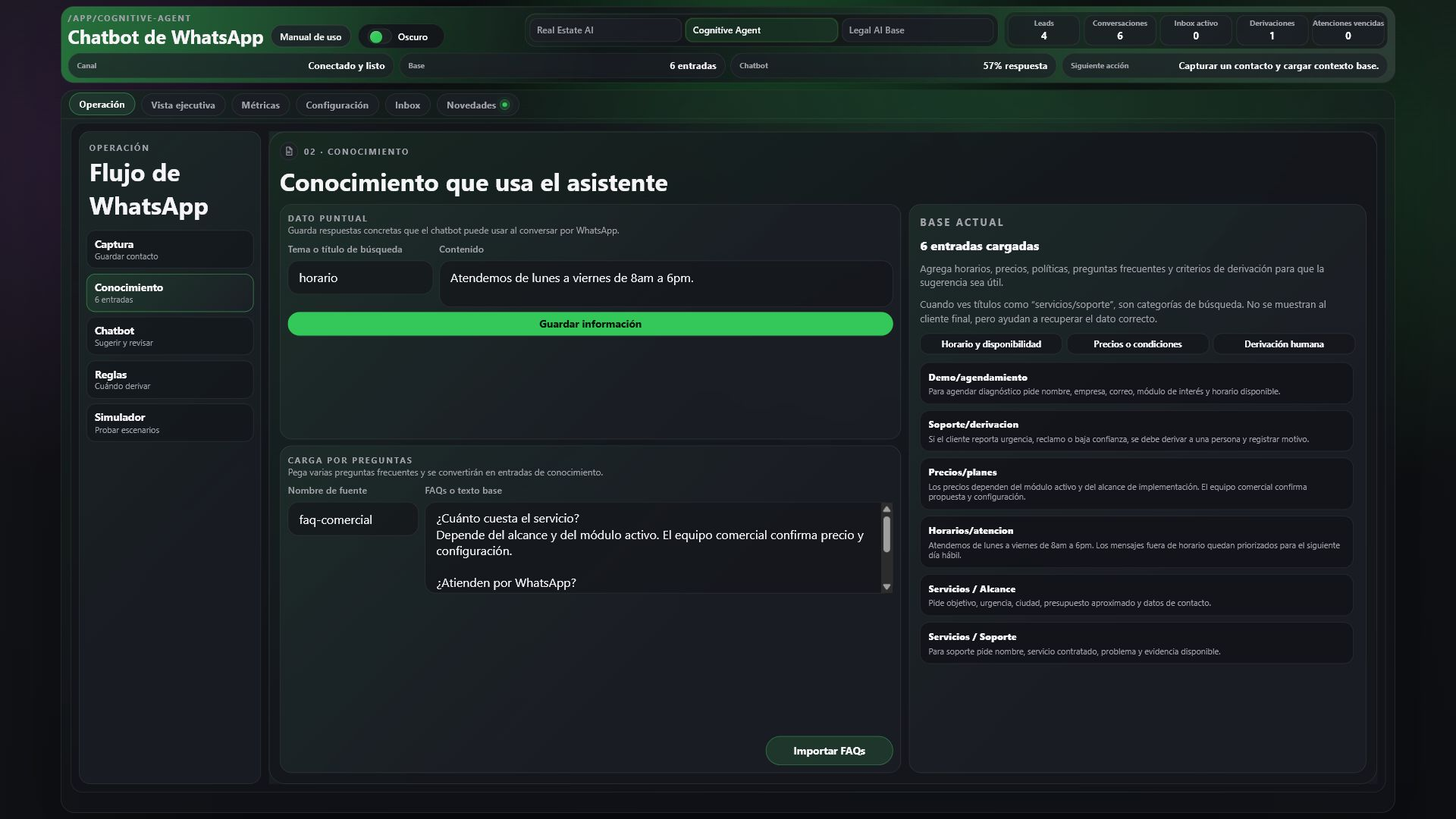 Base de conocimiento de Cognitive Agent
